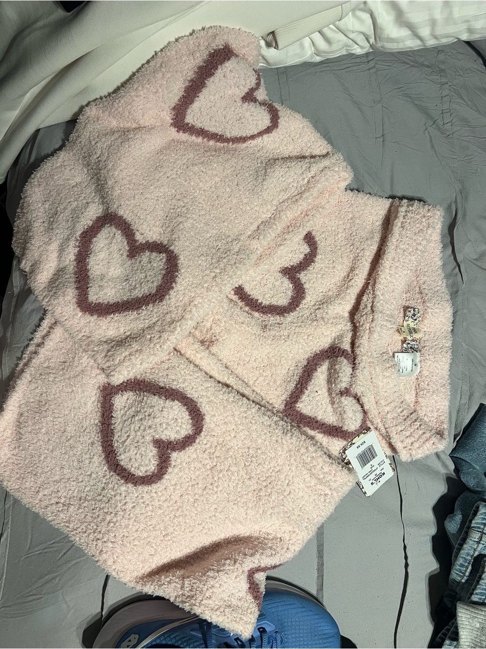 Kohl's Pink Heart Fuzzy Knit Set